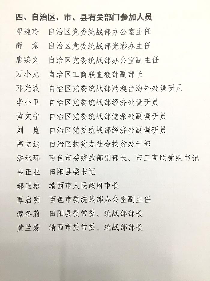 田陽扶貧結對會有關部門領導 田陽扶貧結對會有關部門領導